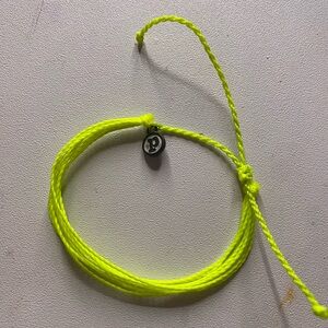 Neon Yellow Braided Bracelet with Charm
